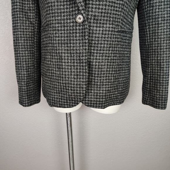 J. Crew Parke Houndstooth Wool Blazer Black Gray Size 12 - Picture 11 of 14